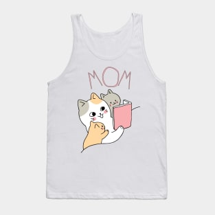 Cat mother reads to her cat babys Tank Top